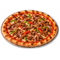 Tomatensaus, kaas en shoarma.
