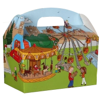 Onze kindermenu bestaat uit friet met kipnuggets, caprison en een lolly.