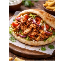 Turk brood met doner, salade en saus naar keuze.