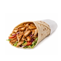 Durum met kipdoner, salade en saus naar keuze.