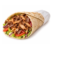 Durum met doner en kipdoner, salade en saus naar keuze.